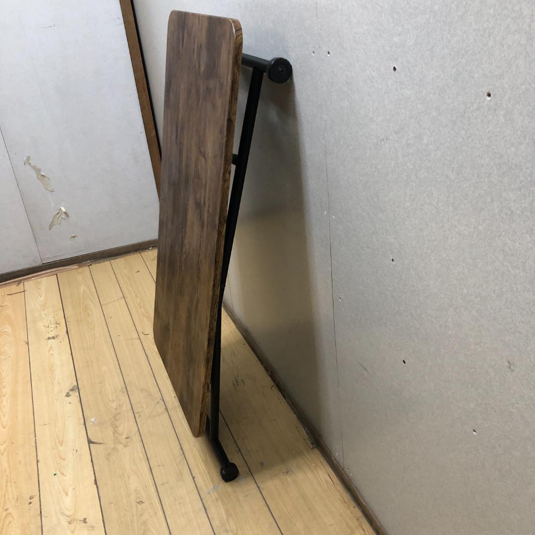 【送料無料】ガス昇降式 折りたたみテーブル キャスター付き デスク 250802