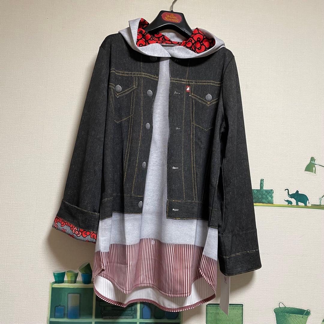 新品　ワコール　カルソン　ハローキティコラボ　フェイクデニムパーカーチュニック