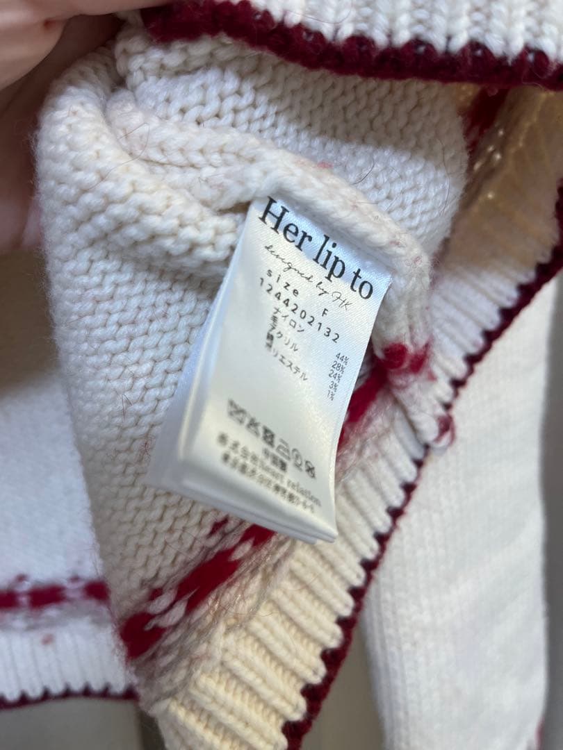 トップス herlipto Heart Fair Isle Knit Pullover