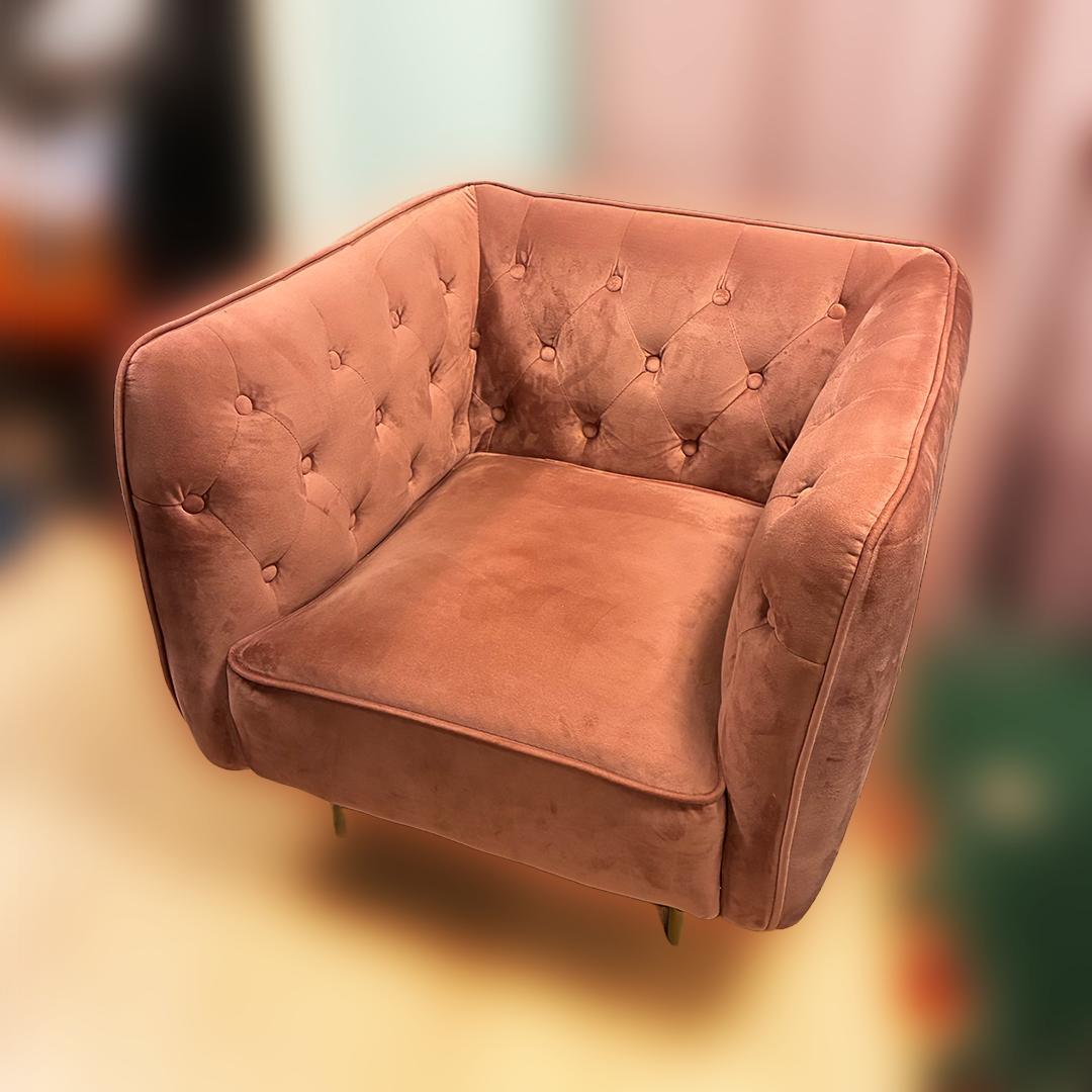 LOWYA / ロウヤ 1人掛けソファ　ベルベット調　ピンク