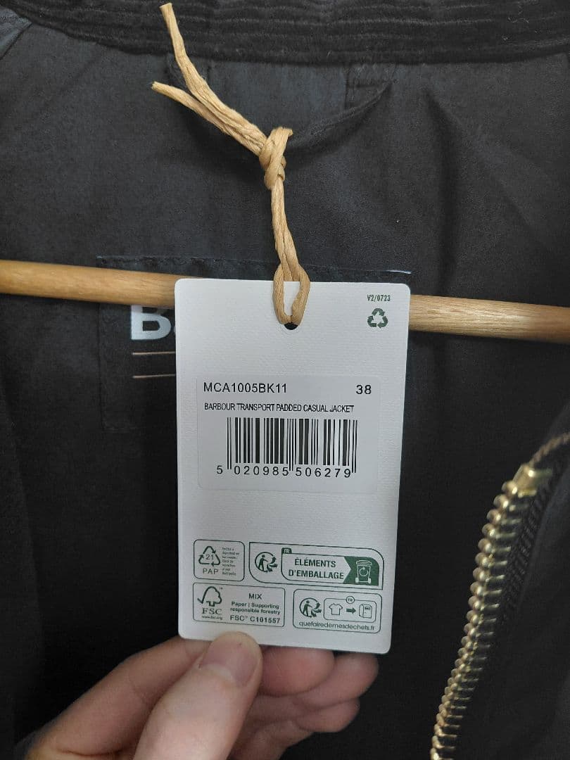 Barbour トランスポート中綿ジャケット MCA1005BK11 サイズ38