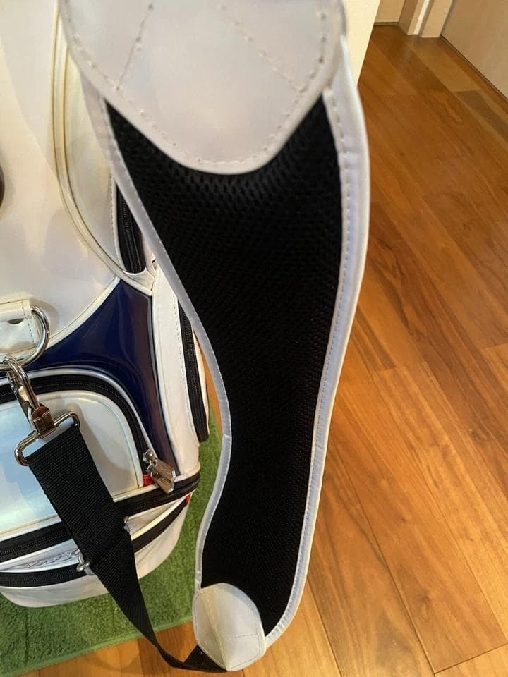 タイトリスト エナメル ゴルフバッグ カート キャディバッグ　青/赤ライン