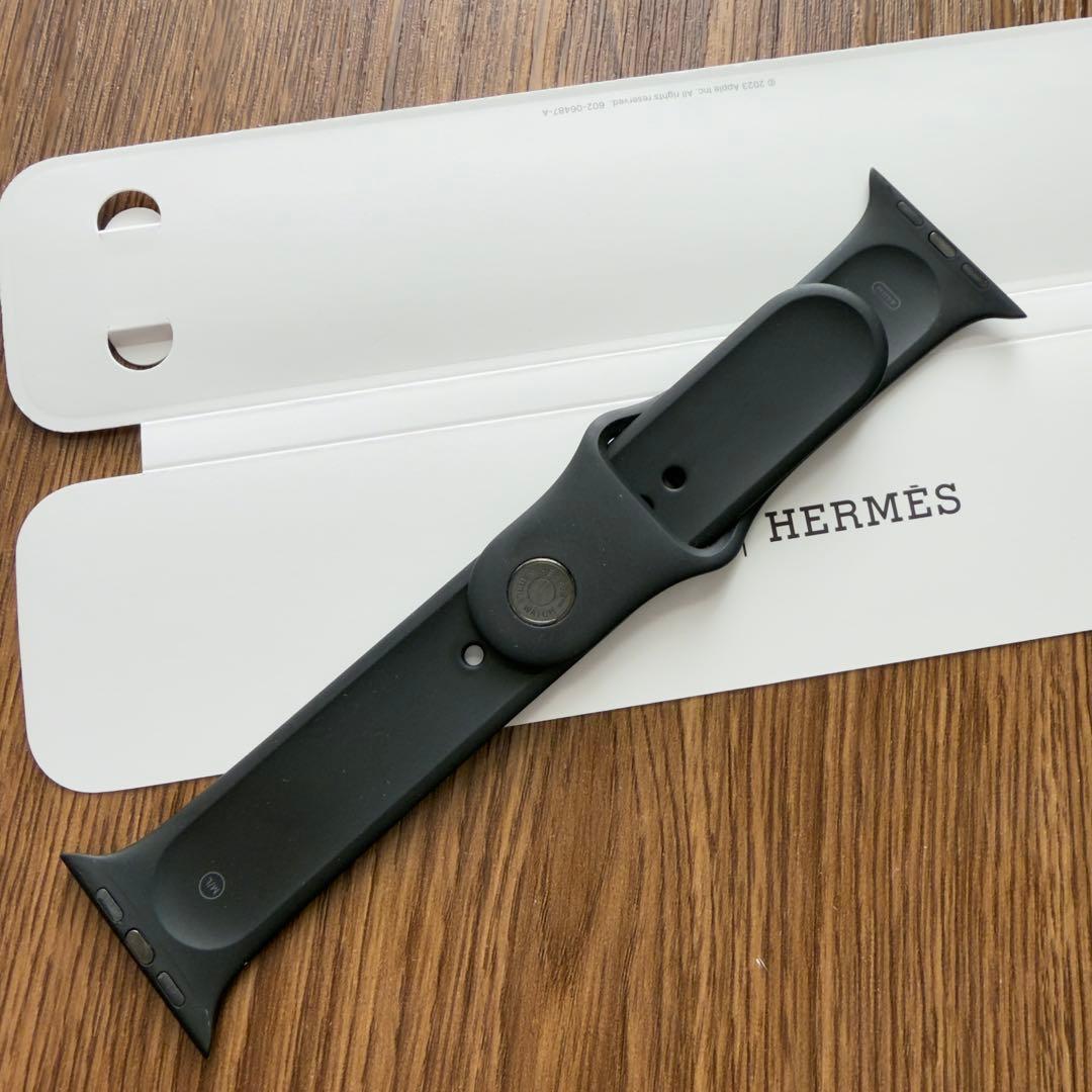 3099 Apple Watch エルメス　ブラックラバー　スポーツ　シリコン