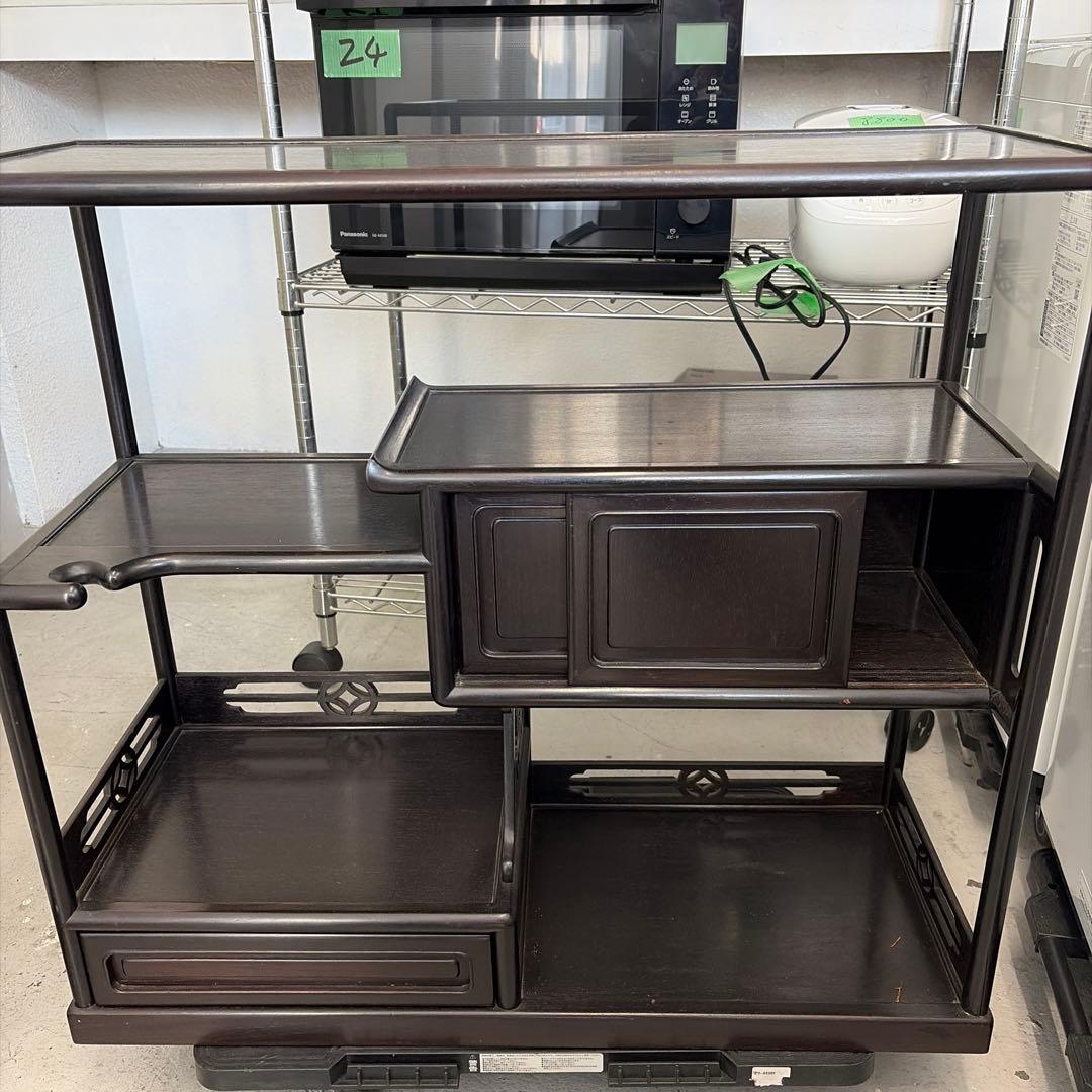 ダークブラウン木製オープンシェルフ