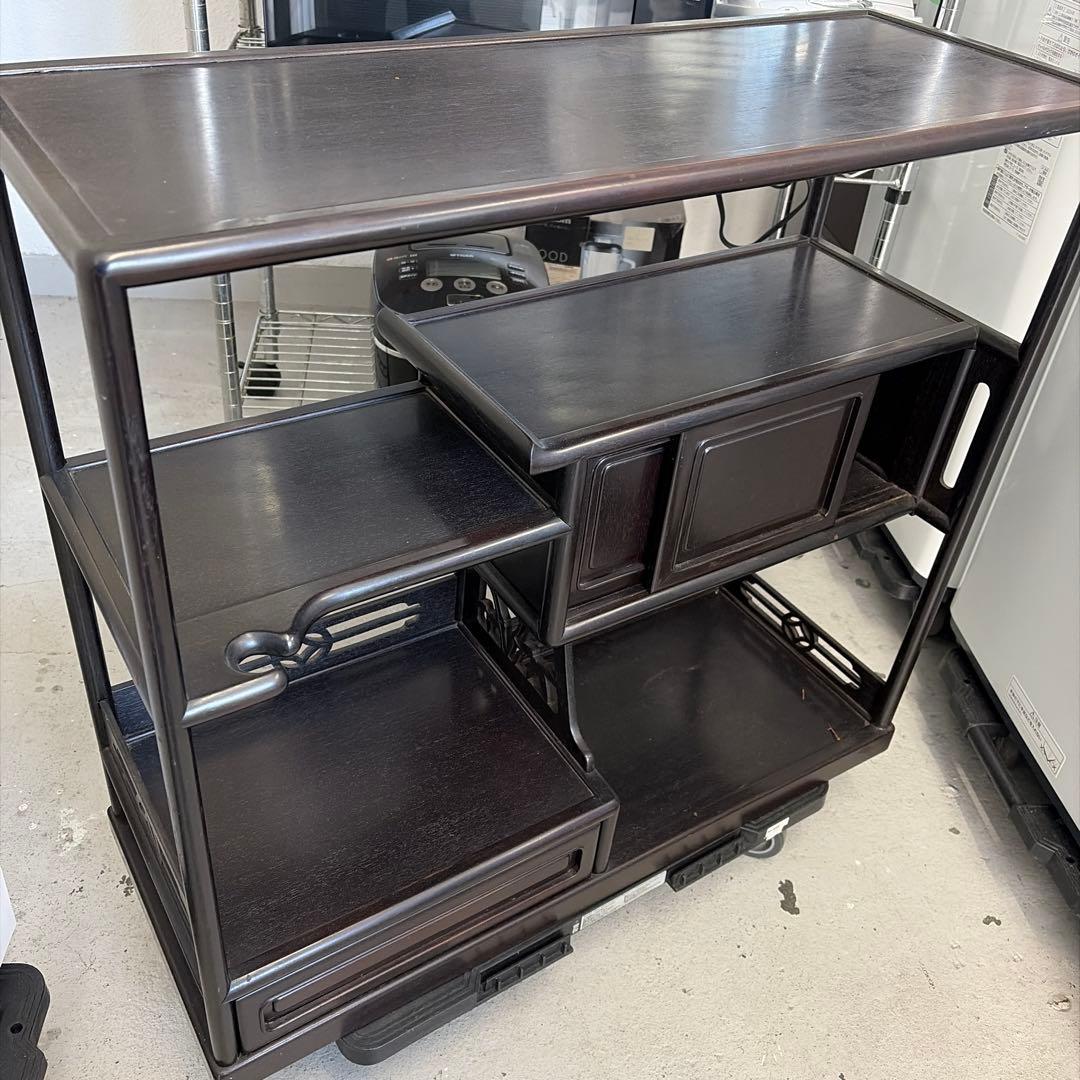 ダークブラウン木製オープンシェルフ