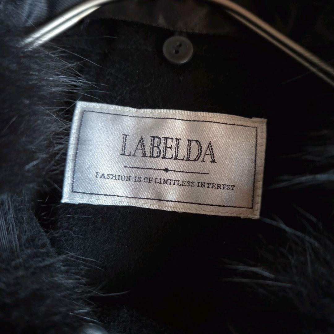 LABELDA カシミアロングコートFOXファー襟 XL 黒 セレモニー