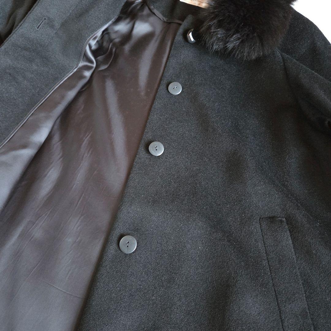 LABELDA カシミアロングコートFOXファー襟 XL 黒 セレモニー