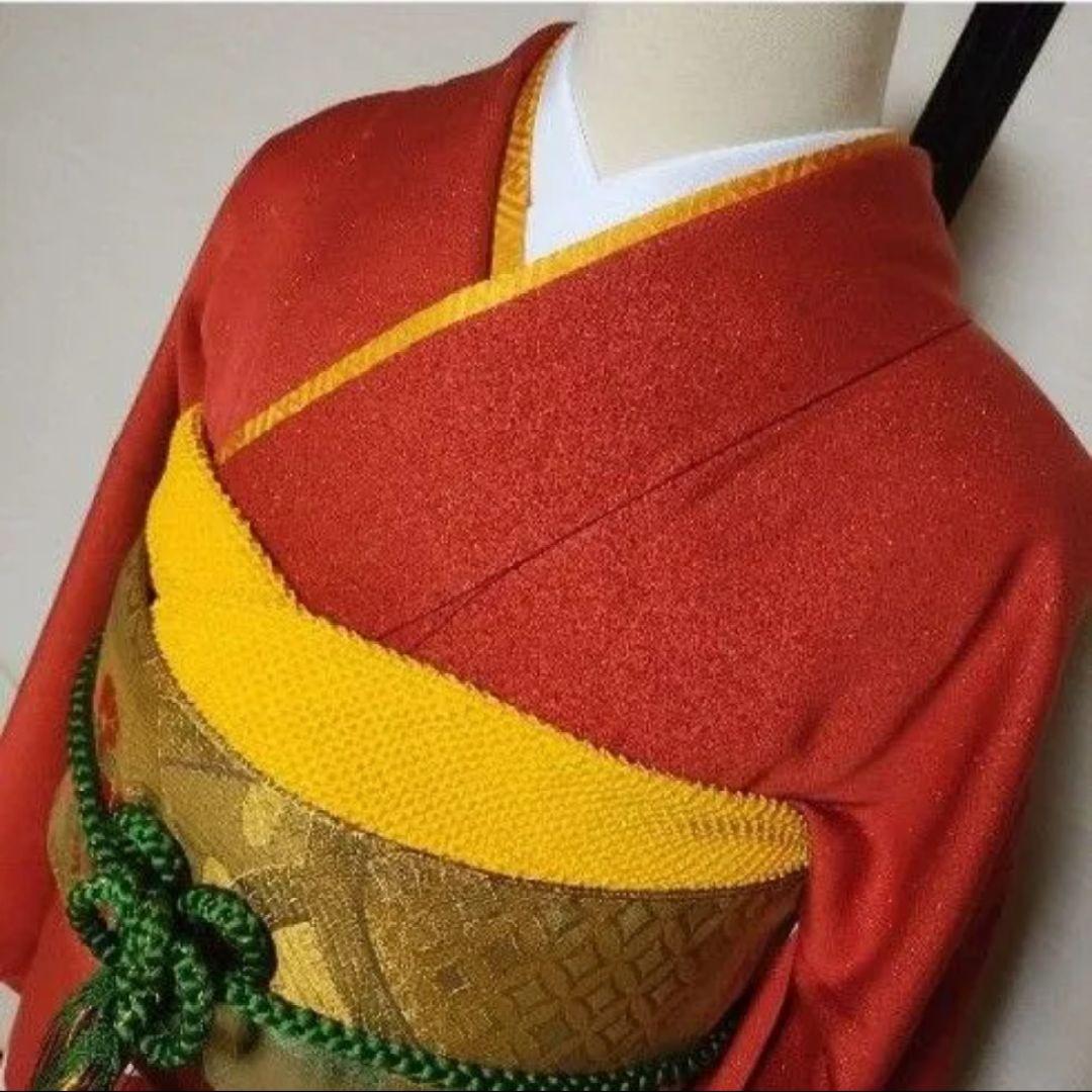 振袖長襦袢セット 赤 金通し 未使用白半衿プレゼント成人式 卒業式 袴 裄67