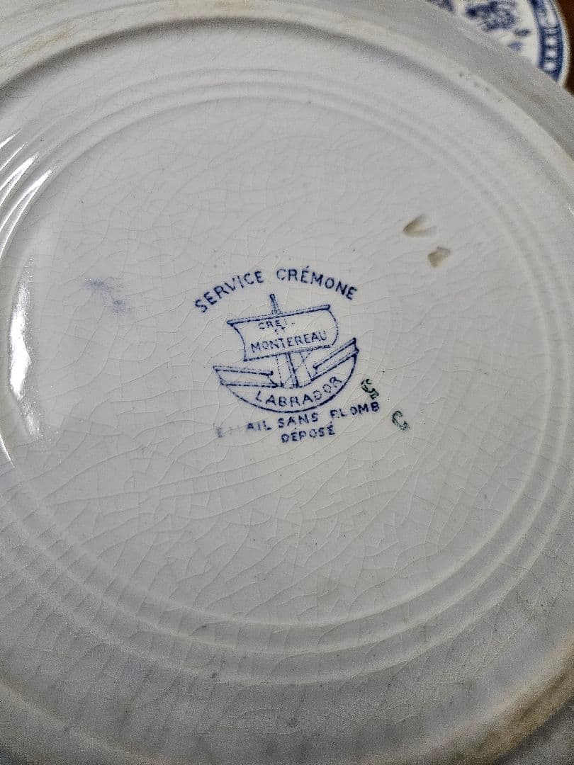 フランスアンティーク クレイユモントロー ジャポニスム サービスプレート 4枚