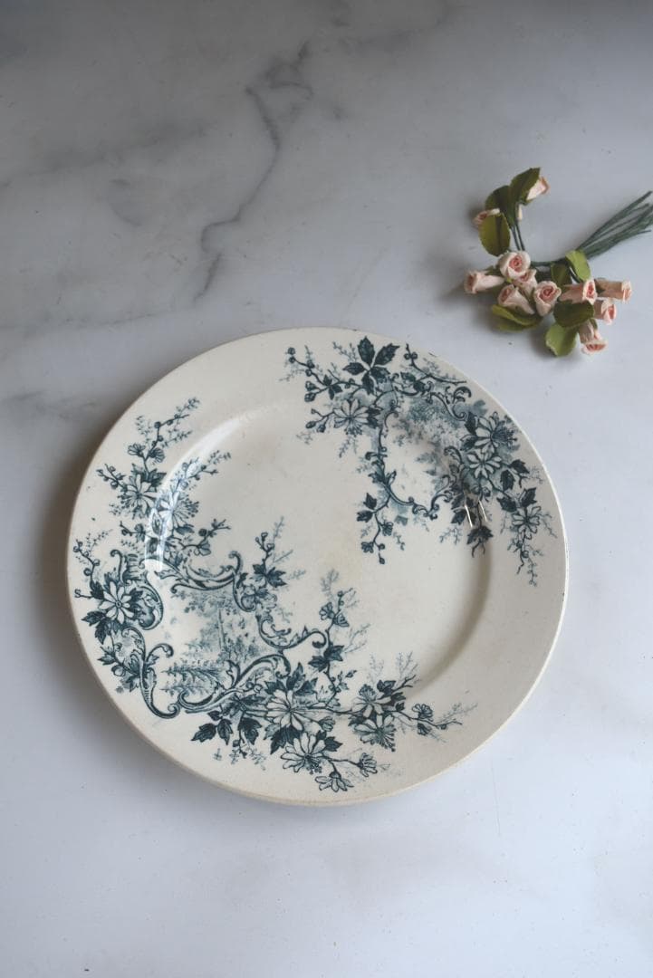 美品ショワジー・ル・ロワ　ブルーのポンパドール　デセール皿　POMPADOUR