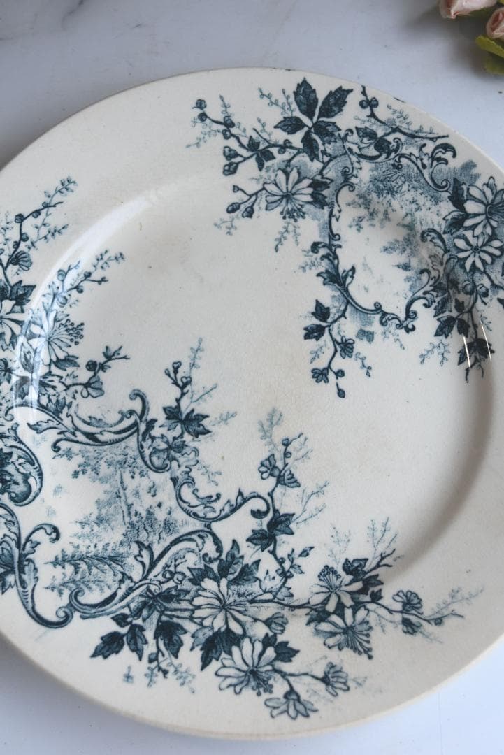 美品ショワジー・ル・ロワ　ブルーのポンパドール　デセール皿　POMPADOUR