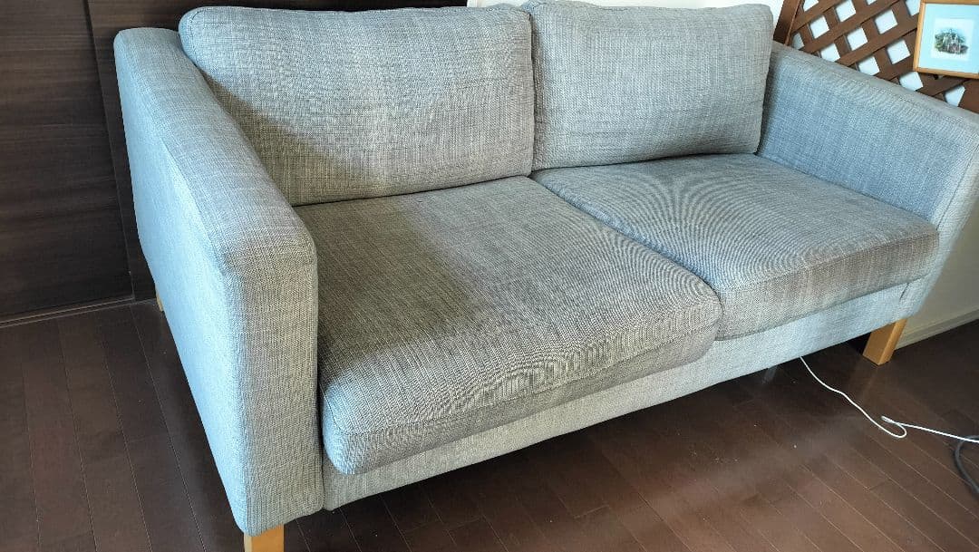 グレー ファブリック 2人掛けソファ