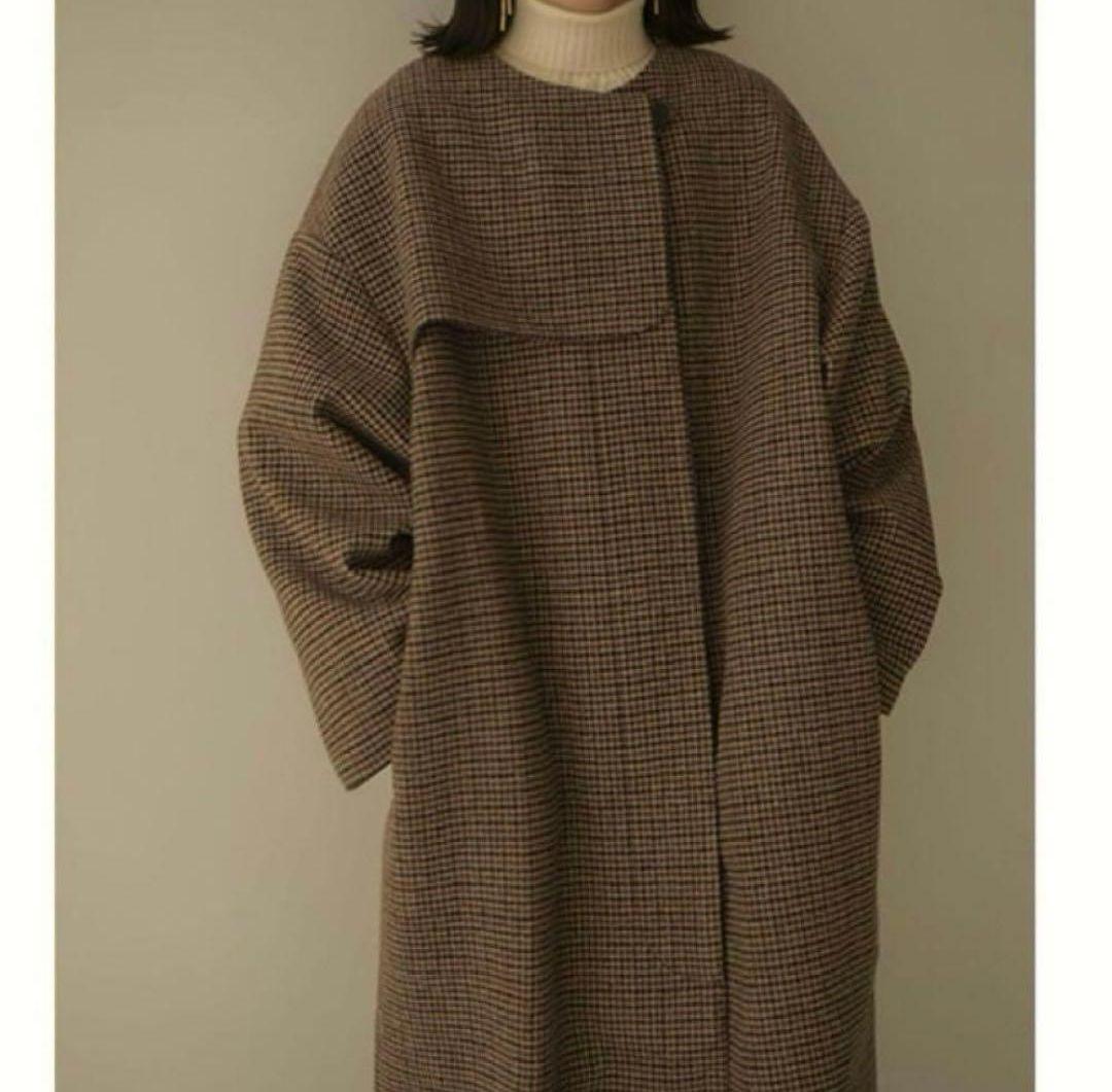 【新品タグ付き】Eaphi no collar wool check coat