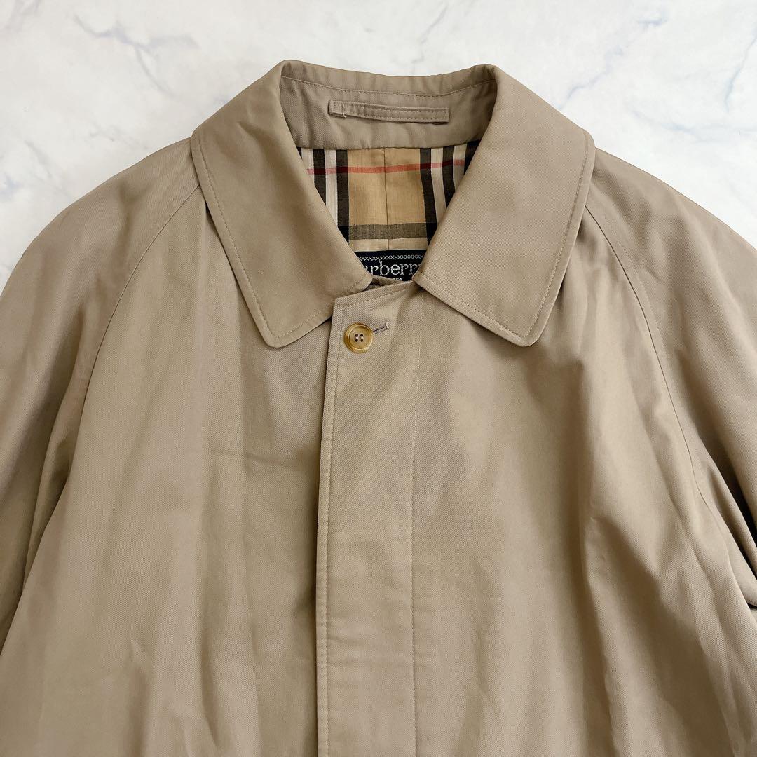英国製 バーバリーズ メンズ ステンカラーコート ノバチェック ロング ベージュ