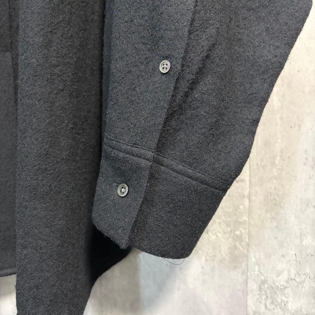 【新品未使用】MBハイエンド尾州 2/48ウールガーゼシアーシャツ ブラックS