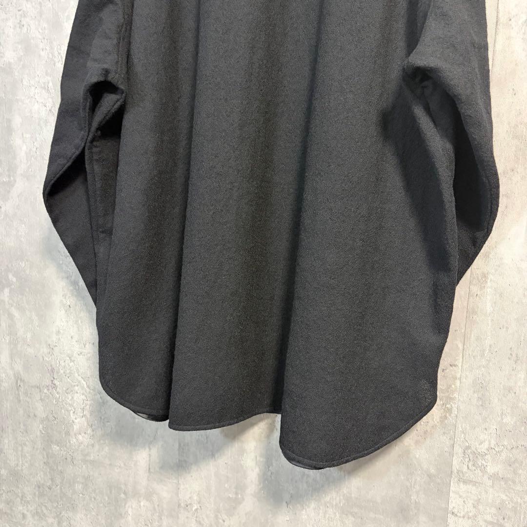 【新品未使用】MBハイエンド尾州 2/48ウールガーゼシアーシャツ ブラックS