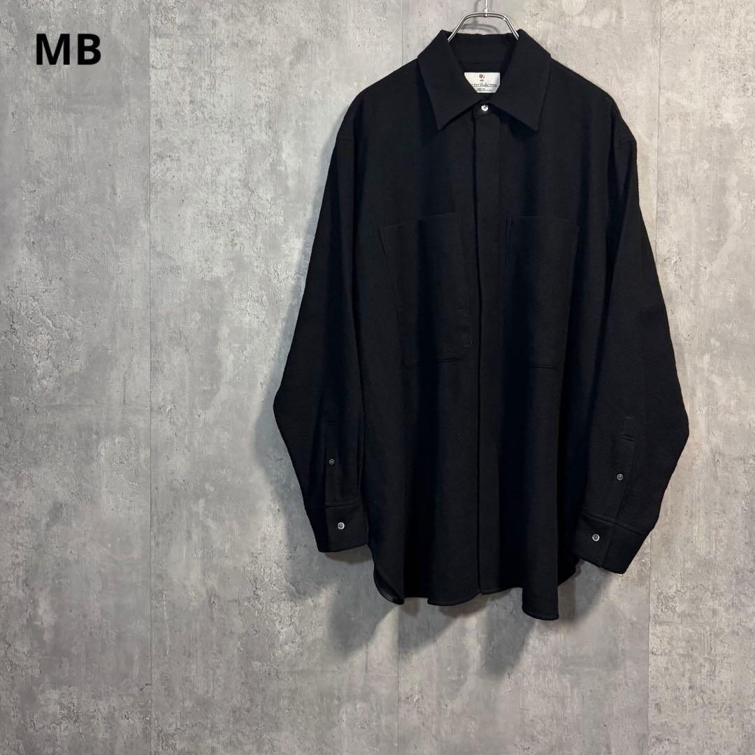【新品未使用】MBハイエンド尾州 2/48ウールガーゼシアーシャツ ブラックS