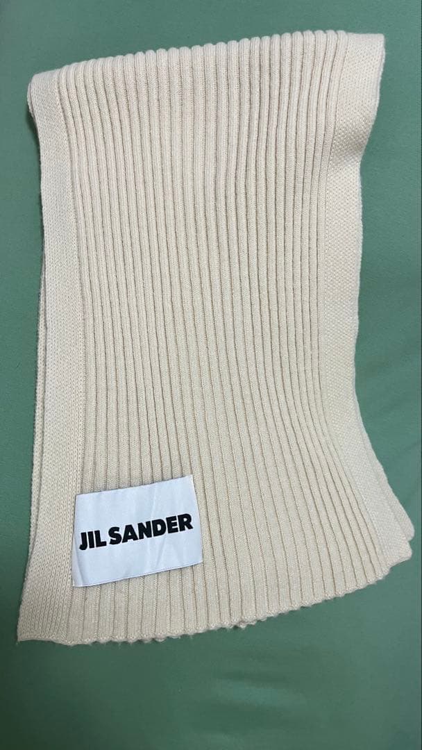 JIL SANDER アイボリー リブ編みスカーフ