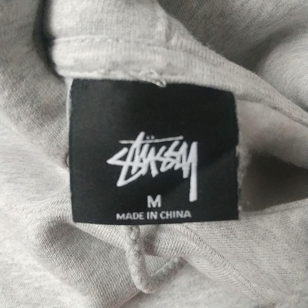 人気☆ステューシー 刺繍 パイルロゴ アーチロゴ パーカー M グレー