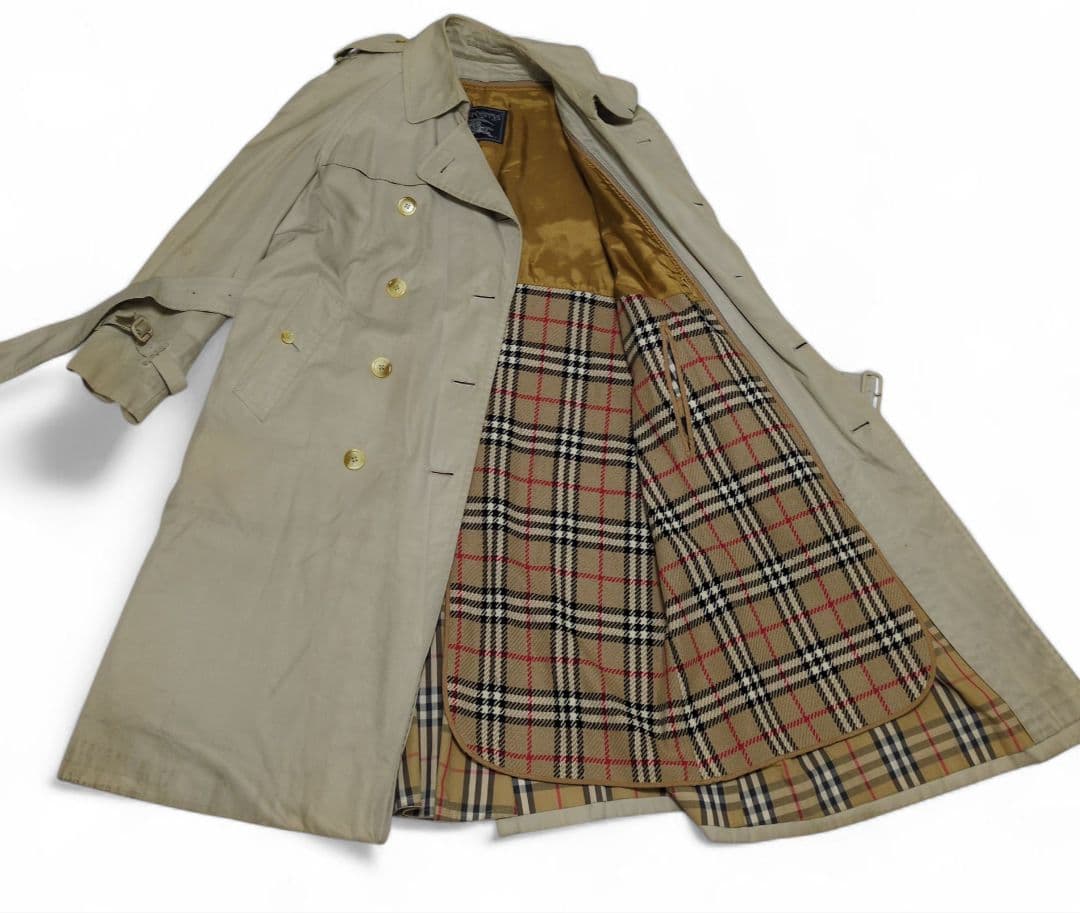 バーバリー　トレンチコート　ライナー付き　ベルト　ノバチェック　90s　XL