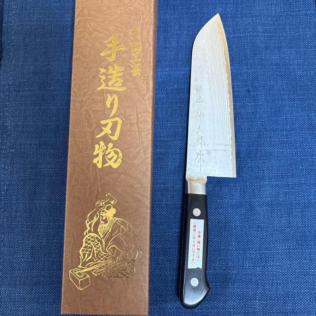 白雲上作 Ｖ金10号口金付積層〈M107〉新品未使用三徳包丁170mm