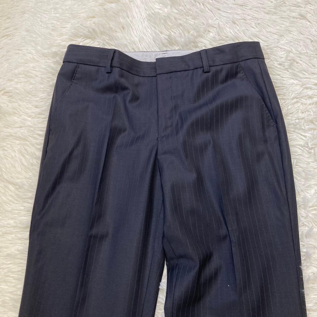 23区　スーツ　テーラードジャケット　パンツ　大きいサイズ　ネイビー　ストライプ