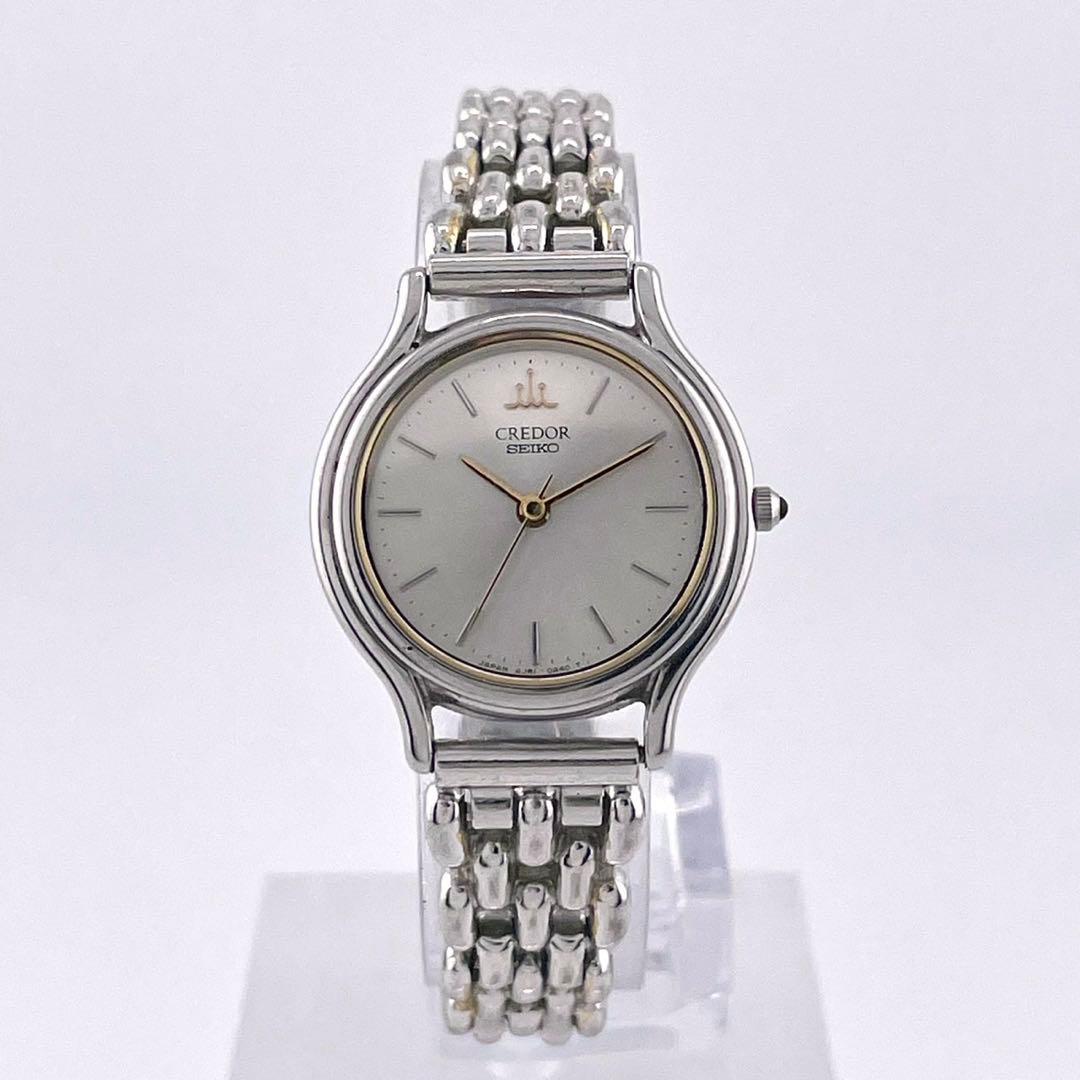 【稼働】SEIKO CREDOR 腕時計 ゴールド　シルバー 新品電池