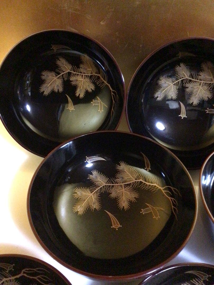 木製蒔絵入りお椀５客セット