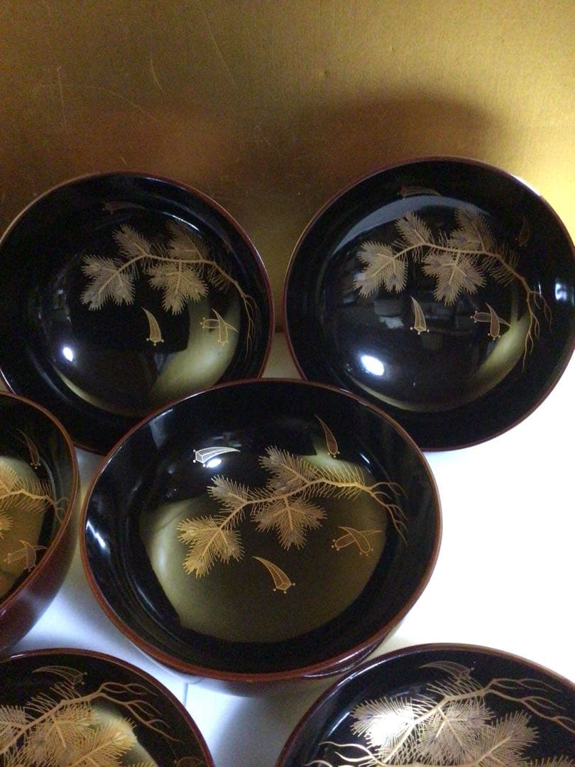 木製蒔絵入りお椀５客セット