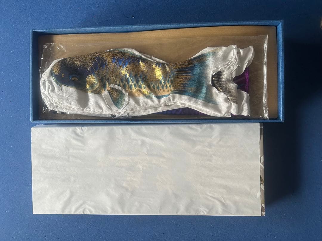 東旭 室内用 こいのぼり ちりめん金彩 積美画フルセット 黒塗り台座付き 未使用