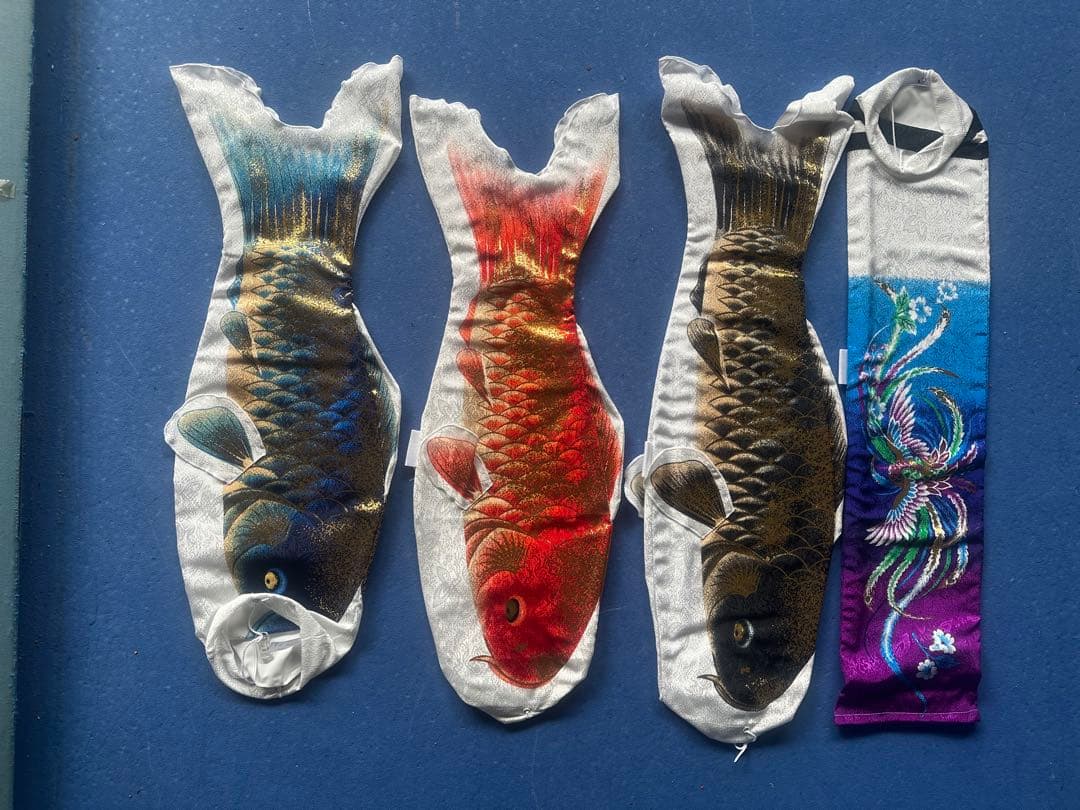 東旭 室内用 こいのぼり ちりめん金彩 積美画フルセット 黒塗り台座付き 未使用