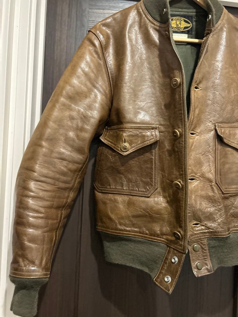 m*a様 激渋　FREEWHEELERS 37j1 オリーブ　レザージャケット