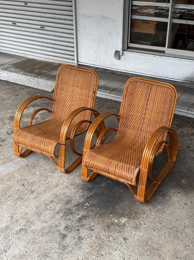 ラタンラウンジチェア_A　ヴィンテージ　北欧　アンティーク　パーソナルチェア