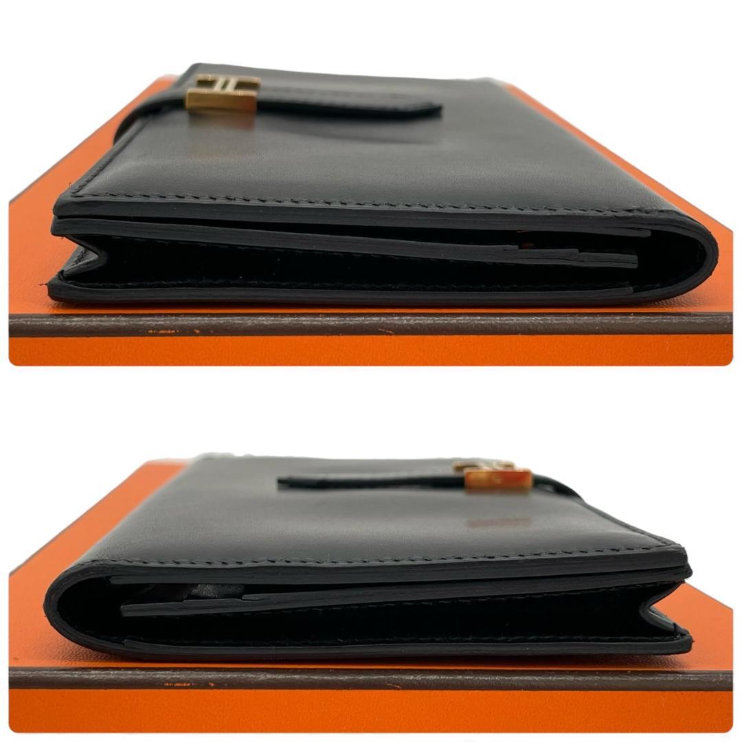 【新品同様】エルメス 二つ折り長財布 ベアンスフレ ボックスカーフ ブラック