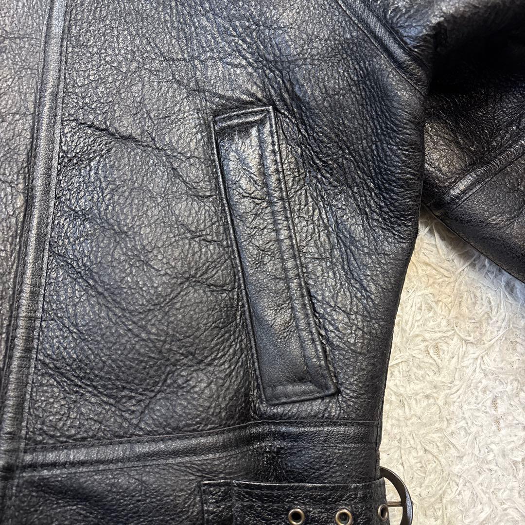 希少☆リアルムートン　羊革　ダブルライダース　ブラック　ボマー　レザー　Lサイズ