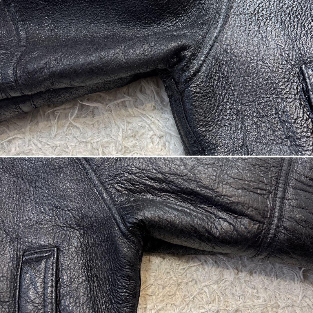 希少☆リアルムートン　羊革　ダブルライダース　ブラック　ボマー　レザー　Lサイズ