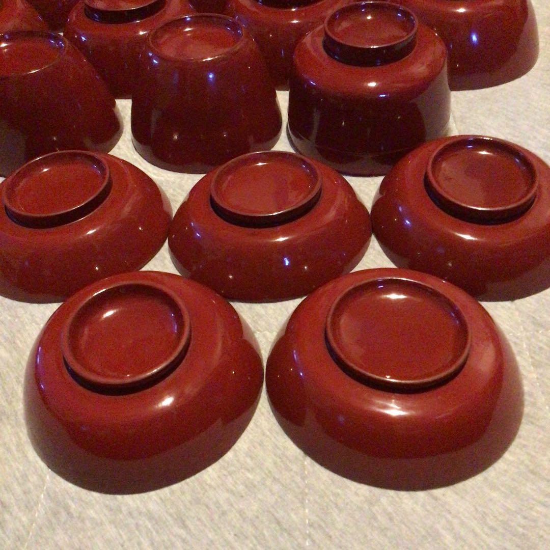 赤漆塗　底厚　お椀色々　蔵から発見　昭和初期　大正　明治　レトロ品！希少！