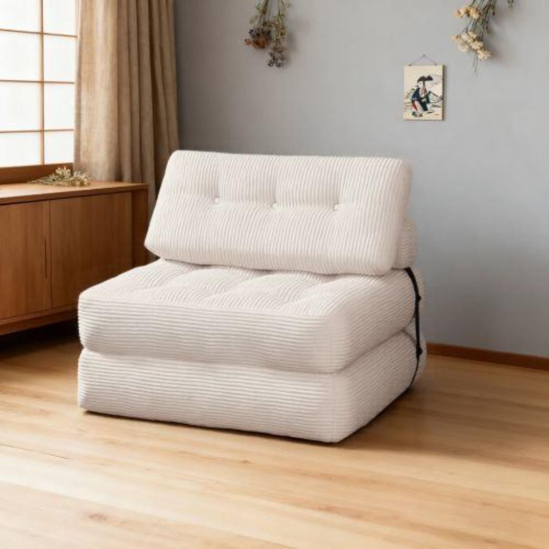 幅85cm折りたたみ ソファベッド 枕付きマットレス シュレッドフォーム多機能