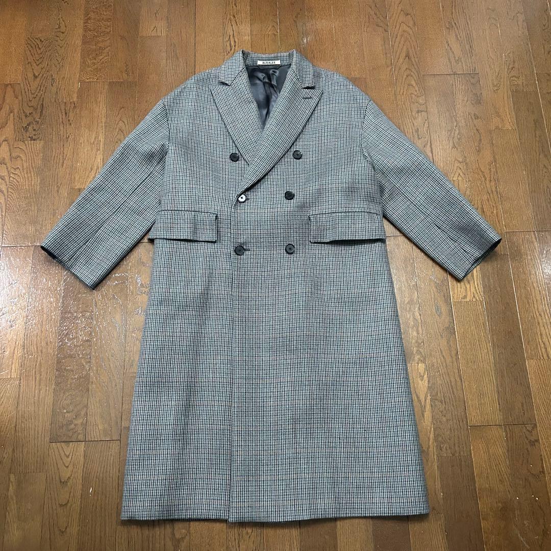極美品 オーラリー ダブルブレストコート ガンクラブチェック サイズ0