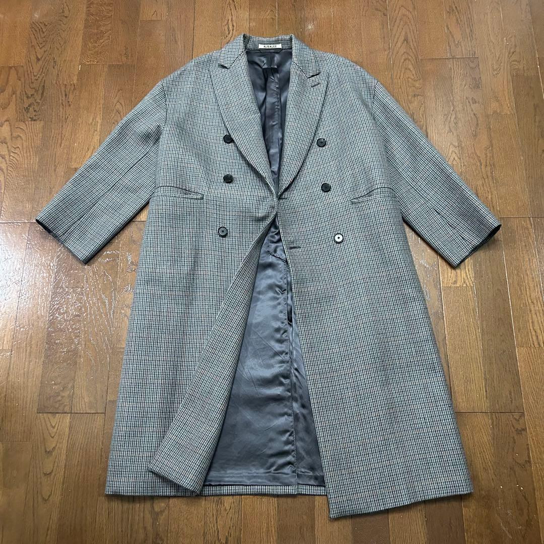 極美品 オーラリー ダブルブレストコート ガンクラブチェック サイズ0