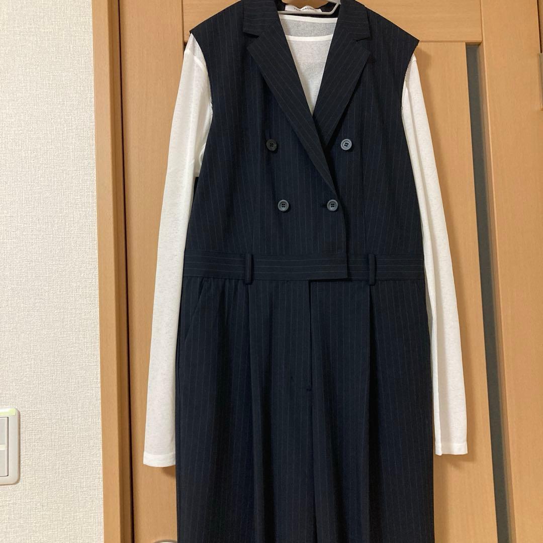 完売商品Whim Gazetteテーラーカラーノースリーブジャンプスーツネイビー