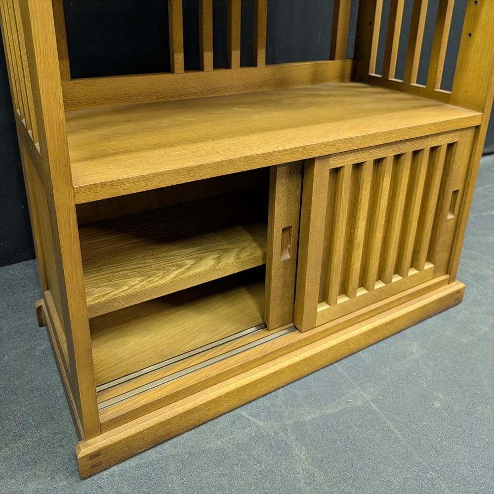 展示品　北海道 旭川家具　北樹　すのこ棚　楢 ナラ材　飾り棚　茶棚　キャビネット
