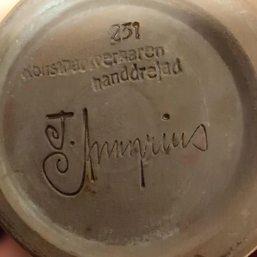 北欧ヴィンテージ/トーマス•アナグリウス 陶器の花瓶 ブラウン