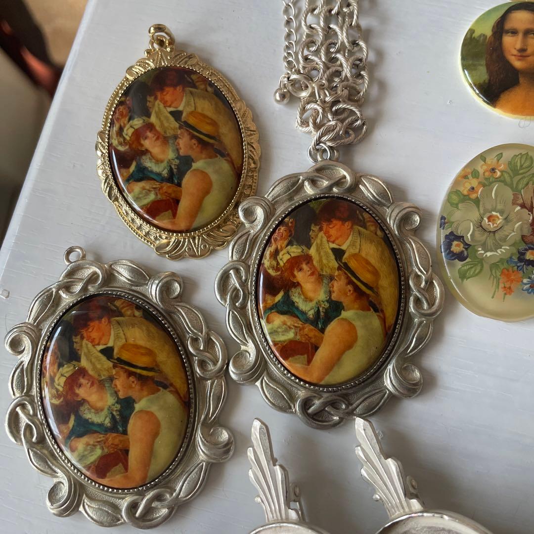 ヴィンテージ　カボション　絵画　希少　大量　デコパーツ　ヴィンテージ