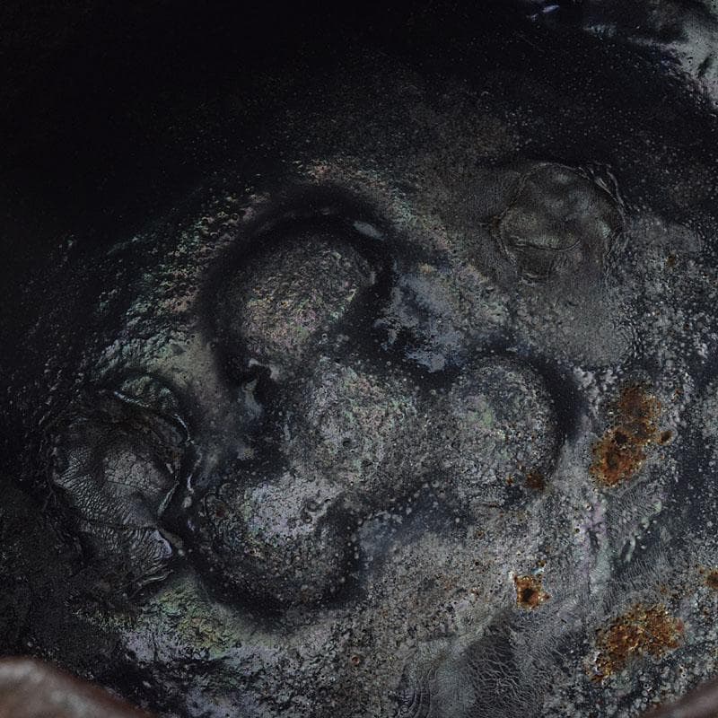 煎茶道具　佐藤浄清作　了々斎好　刷毛目　風炉釜　鉄釜　共布共箱　M　R9052H