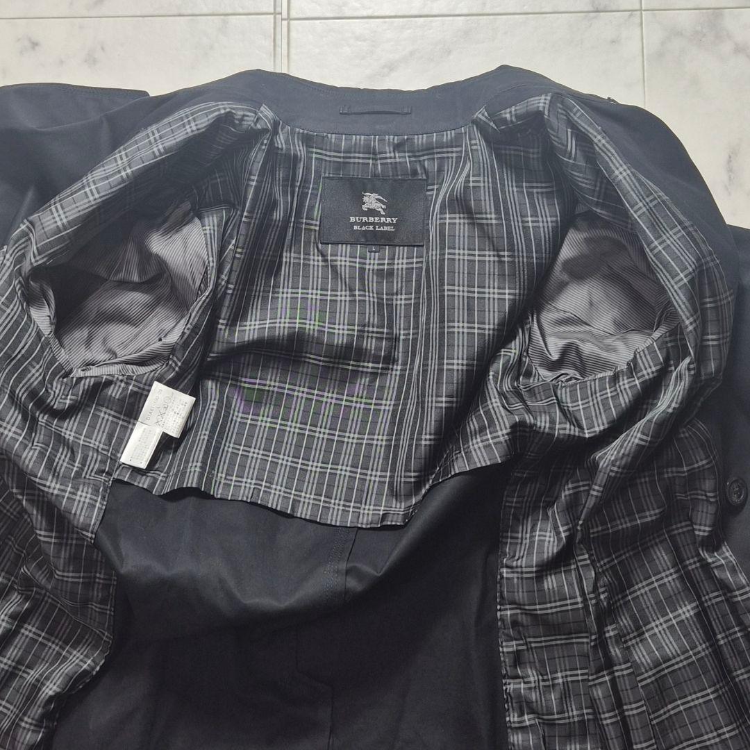 【美品 L】バーバリーブラックレーベル トレンチコート ノバチェック ブラック