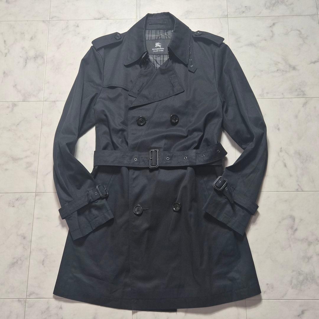 【美品 L】バーバリーブラックレーベル トレンチコート ノバチェック ブラック