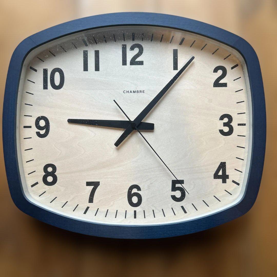 CHAMBRE Wall Clock ナチュラルウッド/ネイビー