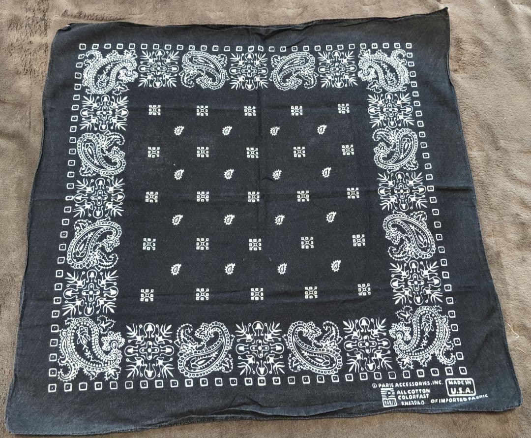 ビンテージ　バンダナ　ブラック　ジェイアダムス柄　RN13960 FJ 3