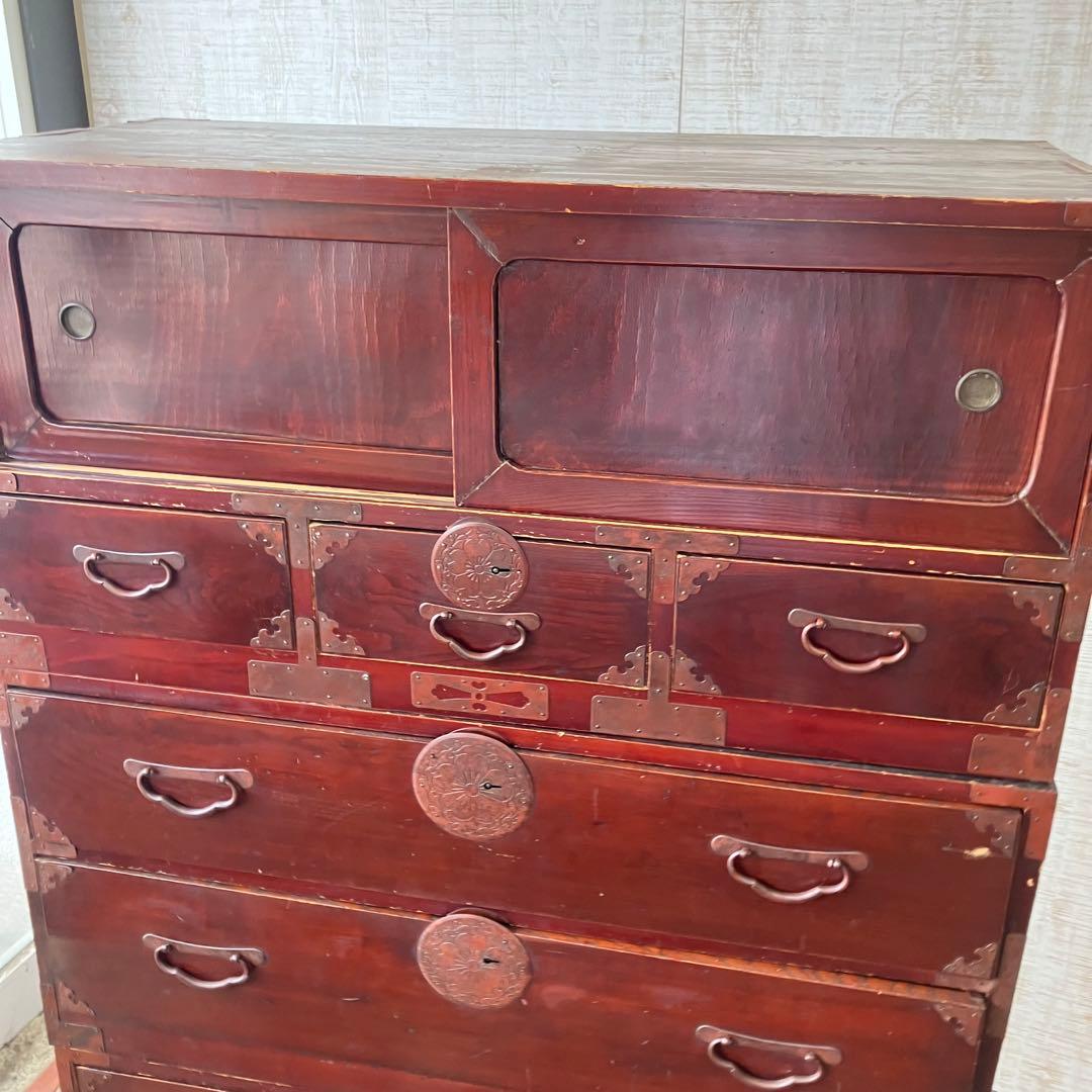 昭和レトロ 古家具 仙台箪笥 3分割 7段 引き出し箪笥 時代箪笥 古民家